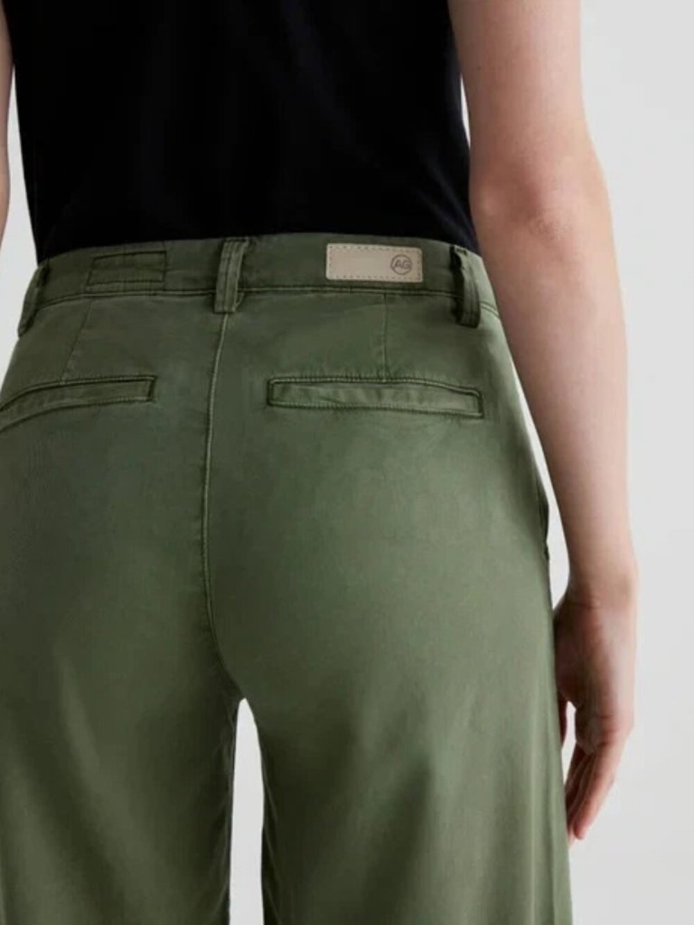 New AG CADEN WIDE LEG Tailored Fit Pants High Rise Chino Trouser Sulfur Green 32 - Picture 5 of 11